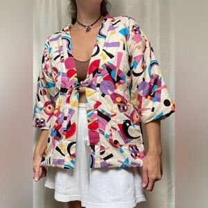 Geometric colorful kimono cardigan
